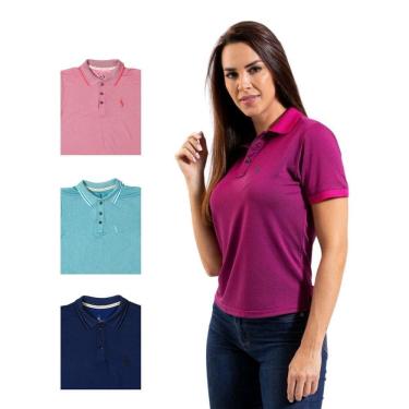 Imagem de Camisa Polo Feminina Manga Curta Piquet Dia a Dia Kit 4