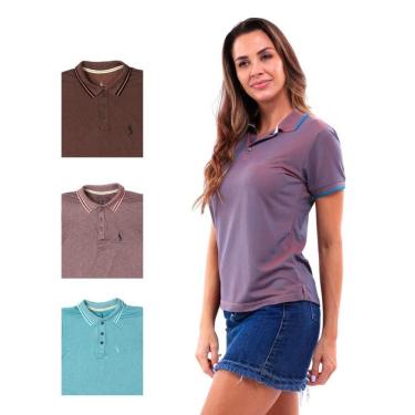 Imagem de Camisa Polo Feminina Manga Curta Piquet Dia a Dia Kit 4