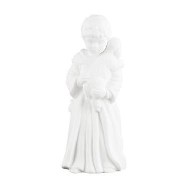 Imagem de GiftsOGifts Estatueta de presépio de menino pastor, mini estátua de manjedoura de Natal de resina, boneco colecionável de jovem pastor com cordeiro para decoração de casa, branco