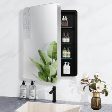 Imagem de HESONTH Armário de remédios com espelho design moderno armário de armazenamento de banheiro de fazenda para banheiro, cozinha, lavanderia (40 x 50, prata)