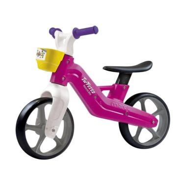 Imagem de Bicicleta Rosa Infantil Sem Pedal Banco Ajustável E Cestinha