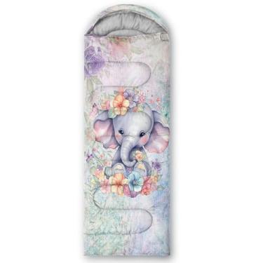 Imagem de AILONEN Sacos de dormir fofos para acampamento de elefante, leves e à prova d'água, clima quente e frio, sacos de dormir Kawaii para crianças, meninas, adultos, viagens, atividades ao ar livre