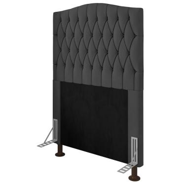 Imagem de Cabeceira Estofada Cama Box Solteiro Greta 90cm com Frame Suede Cinza - Desk Design