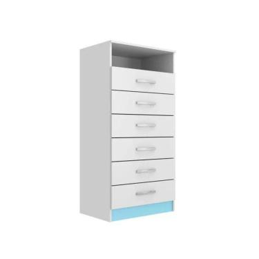 Imagem de Cômoda Rack 6 Gavetas 1 Nicho Maxi - Branco - Azul Branco - Azul