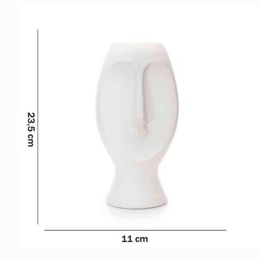 Imagem de Vaso Rosto Em Cerâmica Branco 23,5x11cm