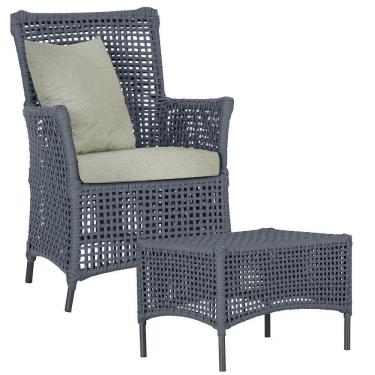 Imagem de Poltrona E Mesa Igapó Em Alumínio Preta Corda Náutica E3 Prata