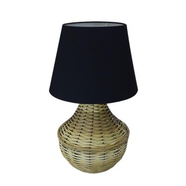 Imagem de Abajur De Mesa Junco Pinus Cúpula Preta.