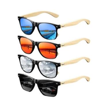 Imagem de Óculos De Sol Vintage Unissex Em Madeira De Bambu UV400 Moda Para Home