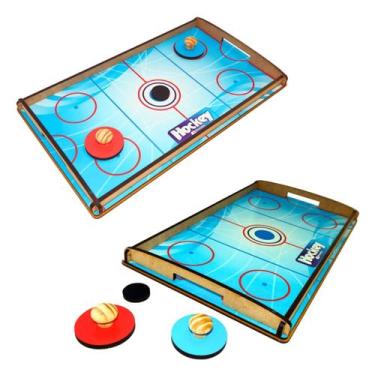 Imagem de Jogo Infantil Hockey de Mesa Brinquedos Educativos de Madeira Maninho 