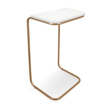 Imagem de Mesa Lateral Tampo Multiuso para Sofá Base Dourado - D'Rossi