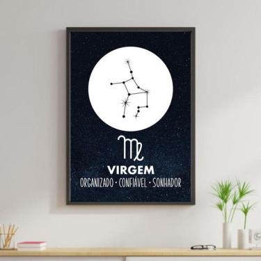Imagem de Quadro Coleção Signos Virgem 45X34Cm Com Vidro Moldura Preta