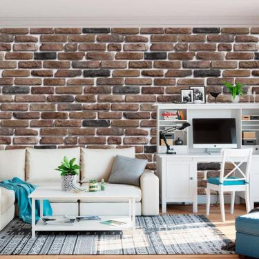 Imagem de Papel Parede Tijolos Pó De Mico Vermelhos E Pretos Adesivo