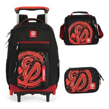 Imagem de Kit Mochila Rodinhas Haste Dupla Lancheira Estojo Enaldinho - - Luxcel