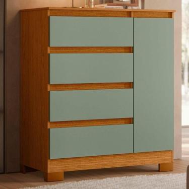 Imagem de Cômoda Sapateira Infantil 01 Porta e 04 Gavetas Olímpia Cinamomo / Sál