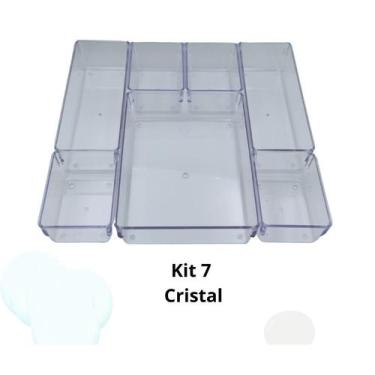 Imagem de Kit 21 Organizador Multiuso Modular Gavetas Acrílico Cristal Maquiagem