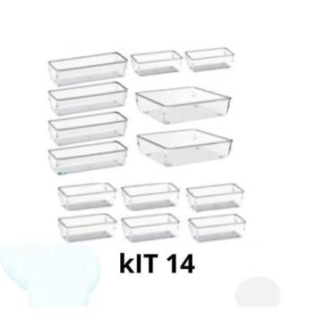 Imagem de Kit 21 Organizador Multiuso Modular Gavetas Acrílico Cristal Maquiagem