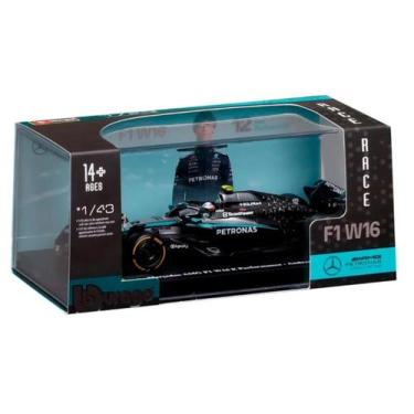 Imagem de Fórmula 1 Mercedes AMG W16 Russel kimi 2025 1:43 Bburago c/ Display e 