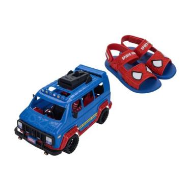 Imagem de Sandália Casual Spider-Man + Brinde Furgão Menino Grendene Kids Azul /