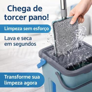 Imagem de Rodo Flat Mop com Balde 2 Refil Lava e Seca 5L - CLEAN TECH