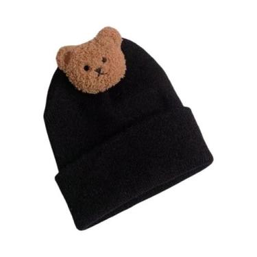 Imagem de Gorro De Tricô Infantil Com Desenho De Urso, Quente Para Outono E Inve