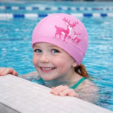Imagem de Touca de natação pu estampado piscina cor:cervo rosa - AURORA, Cervo r