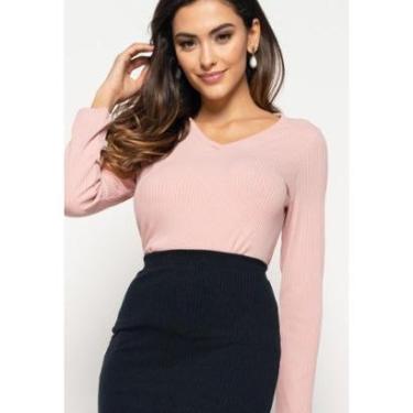 Imagem de Blusa Salvatore Gola V Manga Longa Canelada Feminina-Feminino