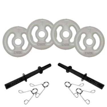 Imagem de Halter Emborrachado 8kg O Par + Barra 40cm Preta-Masculino