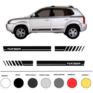 Imagem de Kit 2 Faixa Carro Adesivo Lateral Compatível Tucson Hyunda - onl