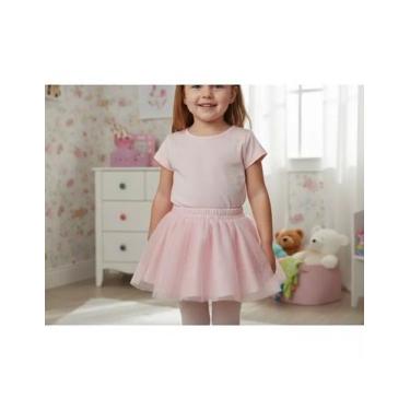 Imagem de Saia Sainha Tule Tutu Menina Rodada com Brilho estilo Bailarina com Fo