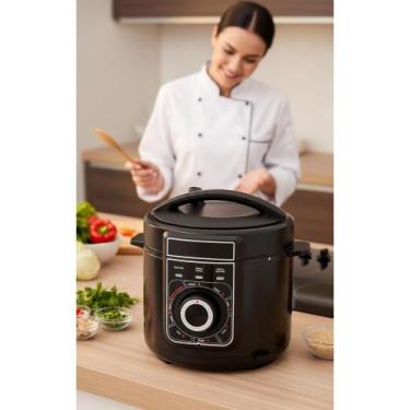 Imagem de 2x Panela Pressão Elétrica Multifuncional 5L Preta 900W 220V - Congrat