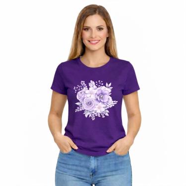Imagem de Camiseta Feminina Floral Buquê Confortável Estampa Delicada-Feminino