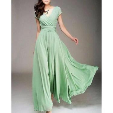 Imagem de Vestido De Praia Boho Sexy Para Mulheres, Manga Curta, Decote Em V Pro