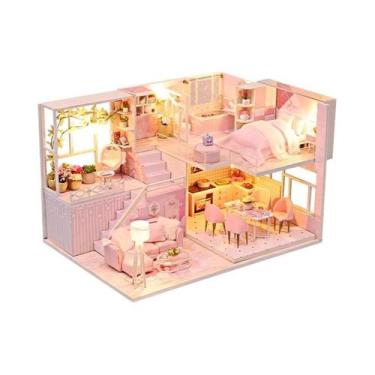 Imagem de Kit De Casa De Bonecas 3D De Madeira Feito À Mão Com Móveis, Brinquedo