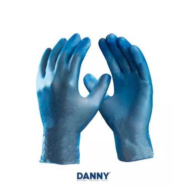 Imagem de Luva Vinil Sem Pó Descartável Danny Caixa Com 100 Unidades, Azul, G