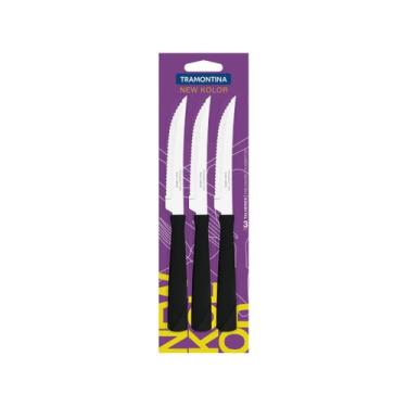 Imagem de Faca para Churrasco Tramontina Inox 4 New Color - 3 Peças