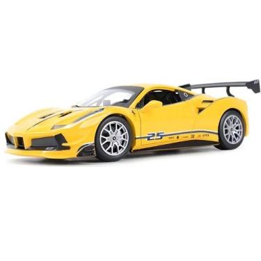 Imagem de Carrinho Miniatura Ferrari 488 Challenge Racing Amarela 1/24 - Burago