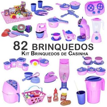 Imagem de Cozinha Infantil Completa Mercado Comida Fogão Air Fryer 82p - CLICKCO