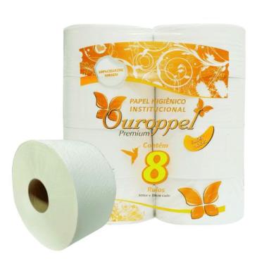 Imagem de Papel higienico rolao extra luxo 8x300m premium folha simple - Ouroppe