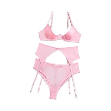 Imagem de Conjunto De Lingerie Sensual Feminina Com Sutiã Aberto E Calcinha, Kit