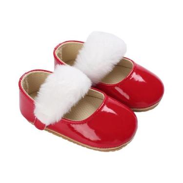 Imagem de Sapatos De Bebê Princesa Com Laço Vermelho, Confortáveis Para Primaver