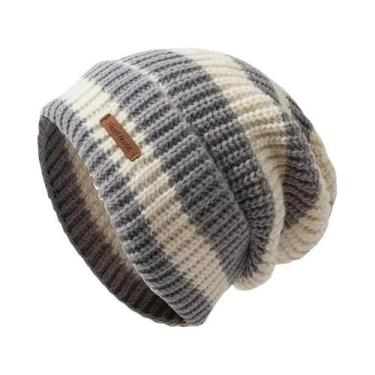 Imagem de Gorro Tricotado Listrado Leve E Quente Unissex À Prova De Vento Para C