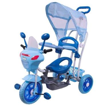 Imagem de Triciclo Moto com Capota Azul 2 Em 1 Passeio e Pedal Belfix