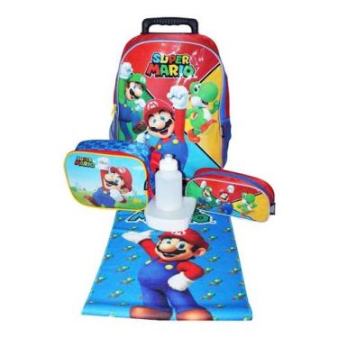 Imagem de Kit Mochila Infantil Super Mario Original Carrinho Meninos - Luxcel