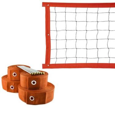 Imagem de Kit Rede de Vôlei 5 metros + Marcação Laranja - Evo Sports, Preto