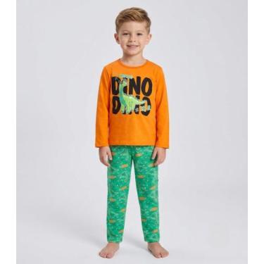 Imagem de Pijama Menino Manga Longa Meia Malha Kappes Laranja - Select, 14, Lara