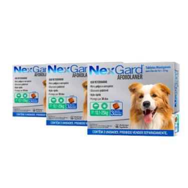 Imagem de 3 Nexgard 10kg A 25kg Antipulgas E Carrapatos C3 Uni. Cada - Boehringe