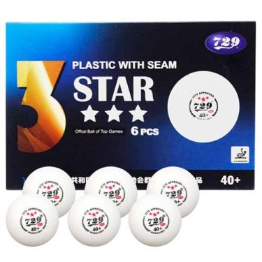 Imagem de Bola Ping Pong 3 Estrelas Kit 6 Uni Tenis Mesa Pingue Pongue Treino Es
