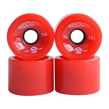 Imagem de shamjina 4 Unidades Cruiserboard Skateboard Wheels 78A, Kit de Conjunto de de Reposição, Rolamentos de de Reposição para Longboard Pennyboard Fishb, vermelho