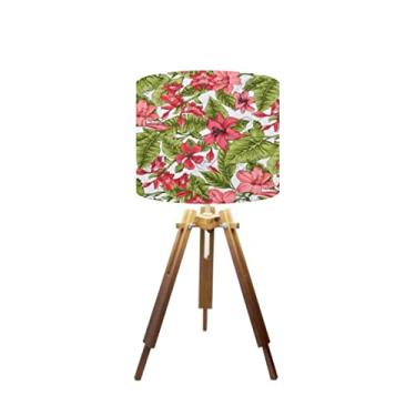 Imagem de Abajur Mesa Tripé Madeira 60cm Cores Florais - Md1001 Cúpula Ø30