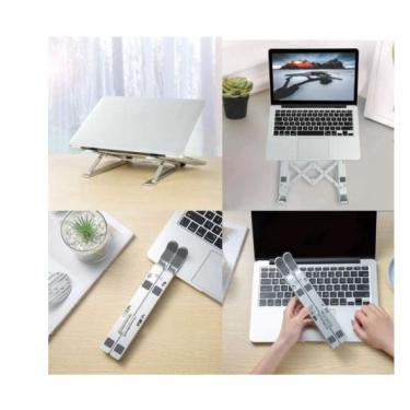 Imagem de Suporte de Alumínio para Notebook Tablet Celular Dobrável Ajustável Escritório Cama Mesa - Laptop Stand